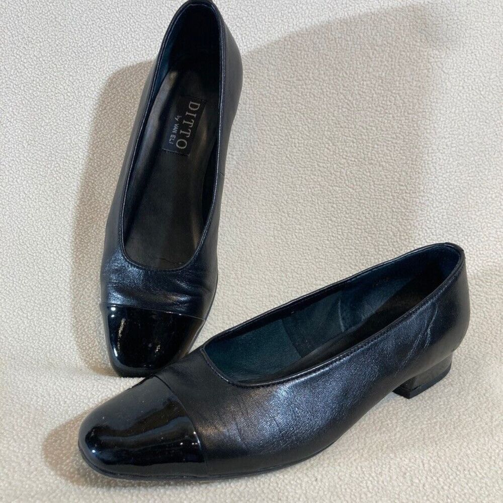 Ditto by Van Eli Shoes Women's 7.5 Black‎ Cap Toe Professional Office Minimalist